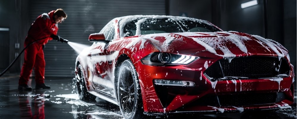 Car being cleaned and detailed
